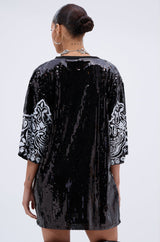 BOUJEE BANDANA SEQUIN MINI DRESS IN BLACK