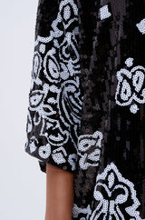 BOUJEE BANDANA SEQUIN MINI DRESS IN BLACK