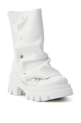 AZALEA WANG BHARTI WHITE SNAP BOOTIE