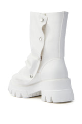AZALEA WANG BHARTI WHITE SNAP BOOTIE