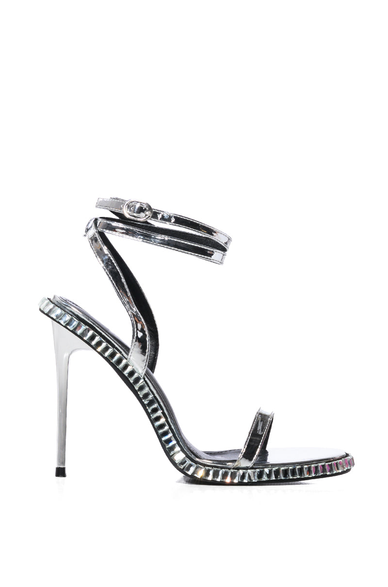 AZALEA WANG BRIK BLACK STILETTO SANDAL WITH SILVER