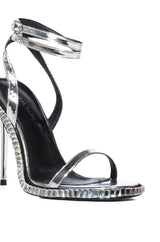 AZALEA WANG BRIK BLACK STILETTO SANDAL WITH SILVER