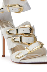 AZALEA WANG BUTTER CUPS WHITE BUCKLE STILETTO SANDAL