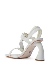AZALEA WANG CAPRIZE WHITE INDUSTRIAL BUCKLE SANDAL