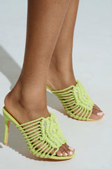 AZALEA WANG CERES LIME ROPE WITH RHINESTONE BEADS SANDAL