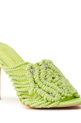 AZALEA WANG CERES LIME ROPE WITH RHINESTONE BEADS SANDAL