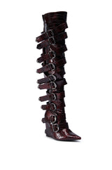 AZALEA WANG CINZIA RED WEDGE BOOT
