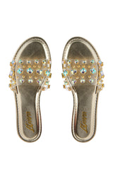 CLARISSA GOLD EMBELLISHED FLAT SANDAL