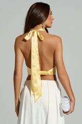 SUNSHINE GIRL COWL NECK SATIN BLOUSE