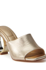 AZALEA WANG CORABELLE GOLD NOVELTY HEEL SANDAL