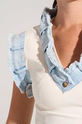 DIONNE DENIM TRIM MIDI DRESS