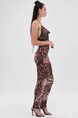 ON TREND MESH MIDI DRESS IN ANIMAL PRINT