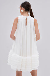 ARI TULLE RUFFLE MINI DRESS IN WHITE