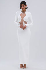 A NIGHT OUT BANDAGE MAXI DRESS IN WHITE