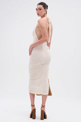 ALWAYS BEST DRESSED MIDI DRESS IN IVORY