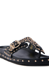 AZALEA WANG DAISY CHAIN STUDDED BLACK SANDAL