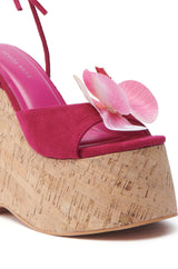 AZALEA WANG DALEYZA FUCHSIA FLORAL WEDGE SANDAL