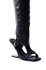 AZALEA WANG DANALA BLACK GLADIATOR WEDGE SANDAL