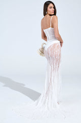TROUBLES HERE LACE MAXI DRESS IN WHITE
