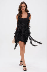 COVER GIRL MINI DRESS WITH FLORAL APPLIQUES