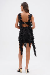 COVER GIRL MINI DRESS WITH FLORAL APPLIQUES