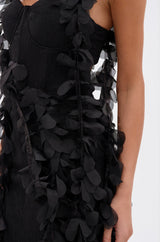 COVER GIRL MINI DRESS WITH FLORAL APPLIQUES