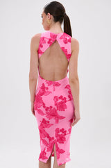 TIMELESS FLORAL MESH MIDI DRESS