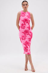 TIMELESS FLORAL MESH MIDI DRESS