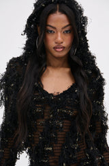 WANNA HAVE FUN FRINGE HOODED DRESS