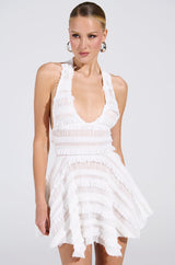 THIS IS WHAT I WANT SLINKY HALTER DRESS IN WHITE