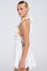 THIS IS WHAT I WANT SLINKY HALTER DRESS IN WHITE