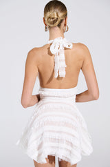 THIS IS WHAT I WANT SLINKY HALTER DRESS IN WHITE