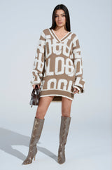 OUT OF SIGHT PRINTED SWEATER DRESS