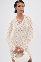 ELINA SHAGGY MESH MINI DRESS