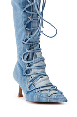 AZALEA WANG EMMALINE DENIM STILETTO BOOT