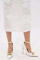 AZALEA WANG ESMARIA WHITE METAL EMEBELLISHED PUMP