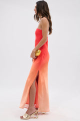 OCEAN BREEZE OMBRE SATIN MAXI DRESS