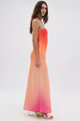 OCEAN BREEZE OMBRE SATIN MAXI DRESS