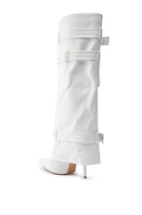 AZALEA WANG FROST WHITE BELTED STILETTO BOOT