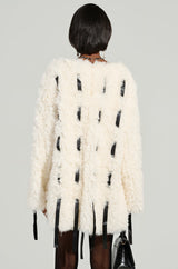 SULLY WOVEN RIBBON FAUX FUR MINI DRESS