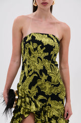 STOLE THE SHOW SATIN RUFFLE MAXI DRESS