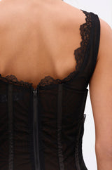 LET ME REMIND YOU LACE UP MESH MIDI DRESS