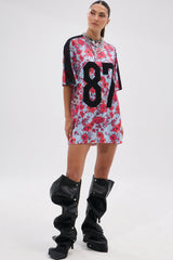 POPPIN POPPIES LACE JERSEY DRESS