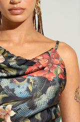DON'T GET IT TWISTED PRINTED SATIN BLOUSE