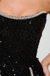 A STARRY NIGHT SEQUIN TWEED CORSET TOP