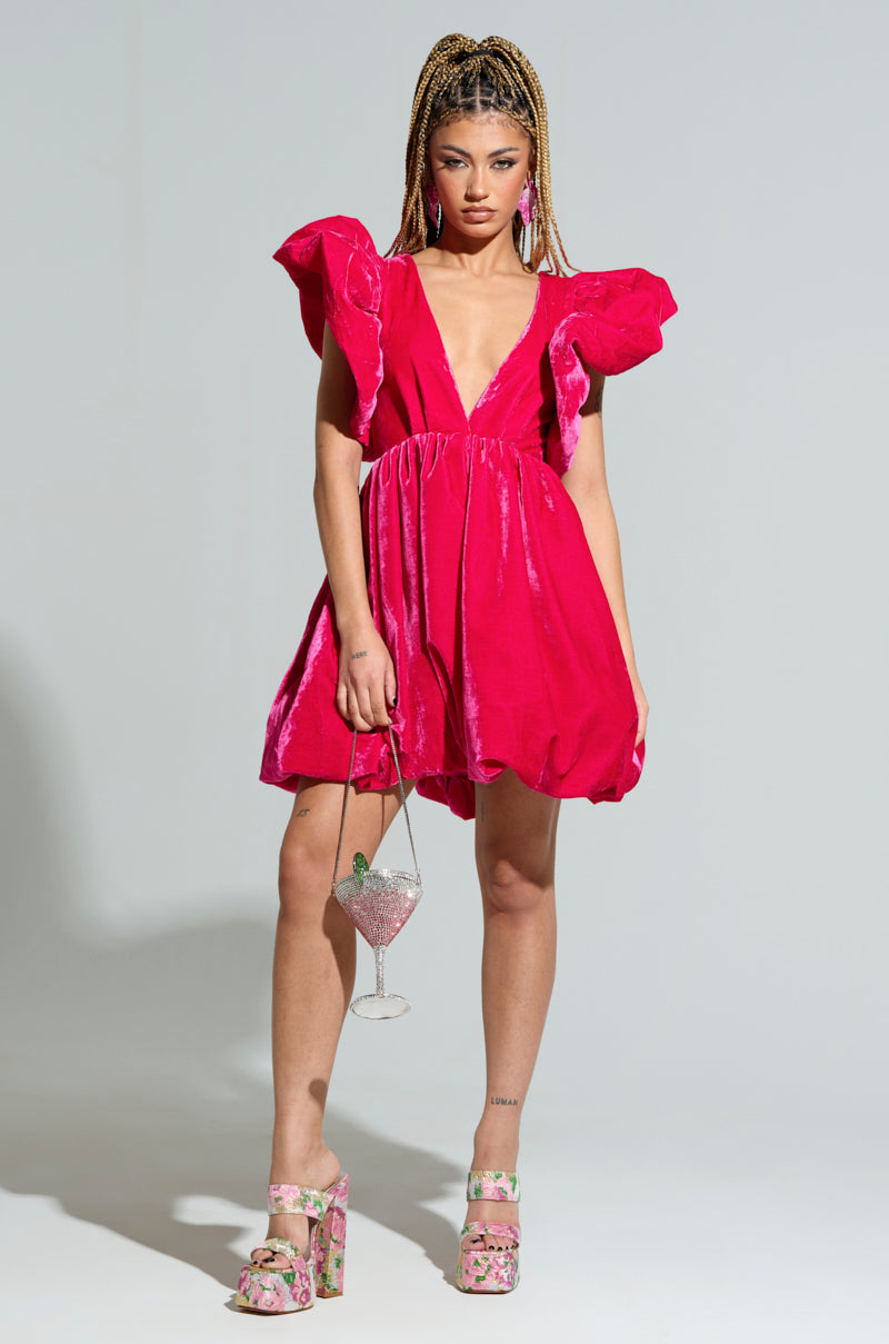 BELLE OF THE BALL VELVET MINI DRESS
