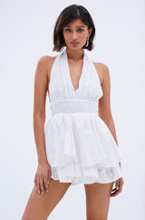 SUMMER'S AROUND THE CORNER EYELET MINI DRESS