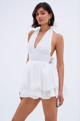 SUMMER'S AROUND THE CORNER EYELET MINI DRESS