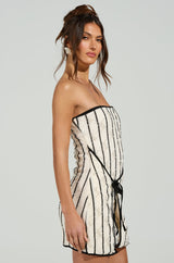 ALIX STRIPED MINI DRESS WITH TIE FRONT