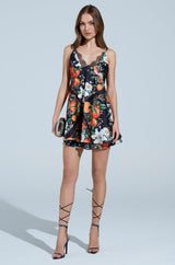 TROPICAL GETAWAY SATIN MINI DRESS